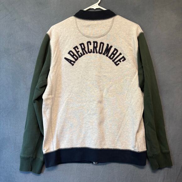 Abercrombie & Fitch Block Letters Skater Jacket Mock Neck Zip Embroidered Medium - Picture 1 of 7
